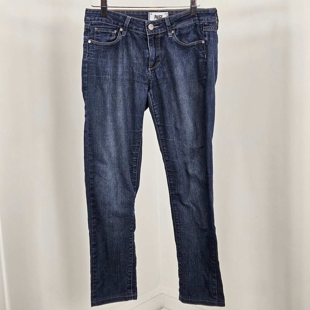 Paige Peg Skinny Jeans Womens 27 x 26 Dark Wash Blue Low Rise Stretch Denim
